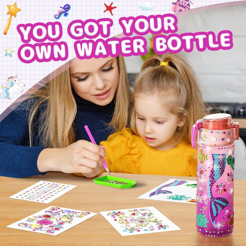 BOOH Decorate Your Own Water Bottle Kits for Girls Age 4-12, Fun Arts and Crafts for Girls Age 4-12, Friendship Bracelet Kit & Mermaid Tail Toys for Ages 6-12, Birthday Gifts Christmas School - Image 2